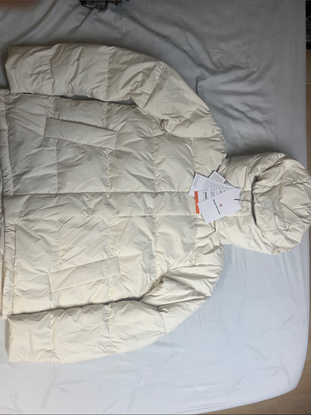 lululemon athletic Cream Hooded Puffer Jacket